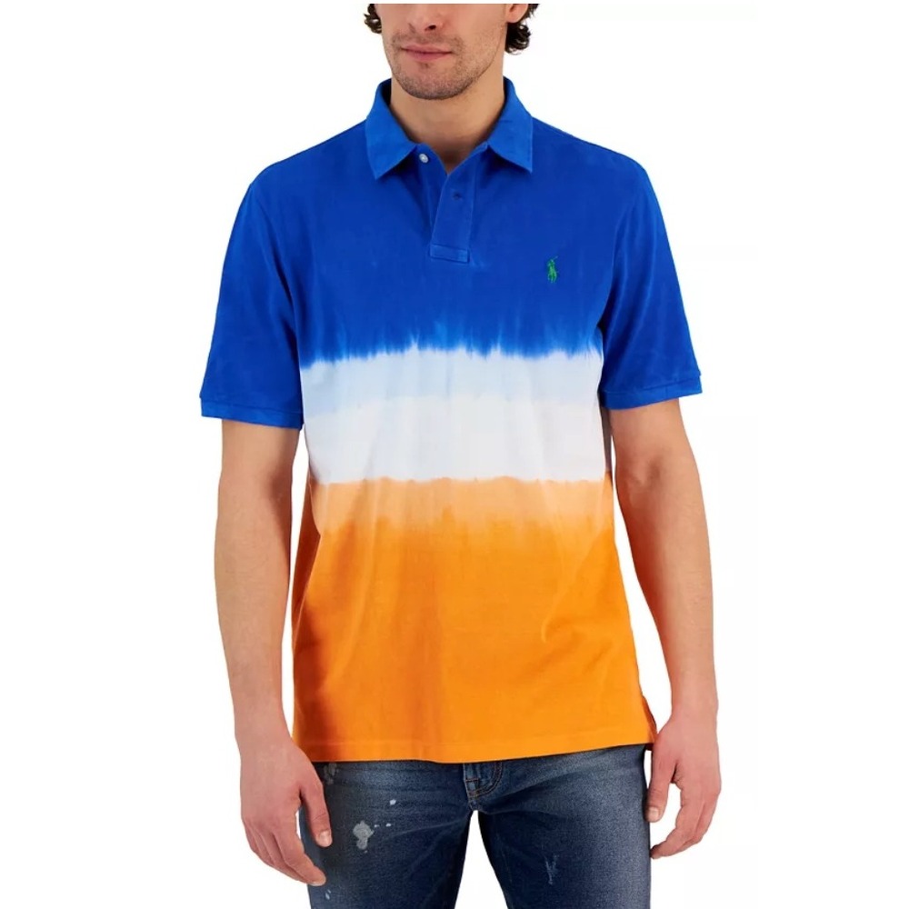 Polo Ralph Lauren Polo Shirt Men's Classic Fit Size XXL Blue Tie‎ Dye Green Logo